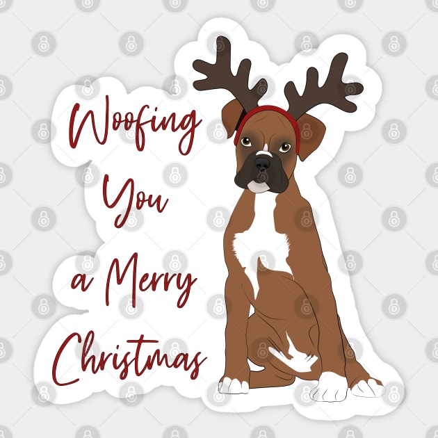 Cute Christmas Boxer, woofing you a merry Christmas Sticker by NinoRc